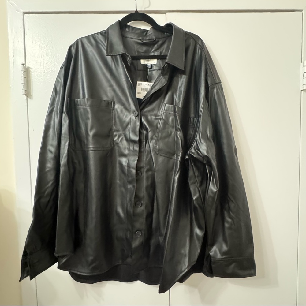American Eagle Faux Leather Button-Up Shirt – Women’s XXL | NEW with Tags